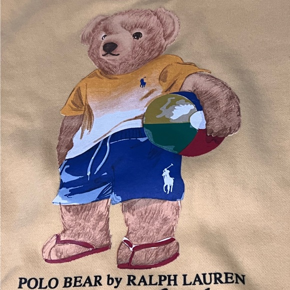 NEW Polo Ralph Lauren Tropical Vacation Beach Bear Yellow Crewneck Sweatshirt - Picture 3 of 6
